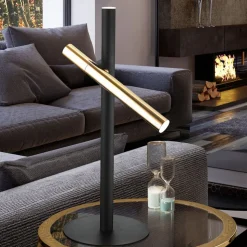 LED tafellamp Varas, zwart/goud, 2-lamps uitvoering