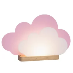 LED tafellamp Wölkchen, roze, hout, 3000 K, dimbaar