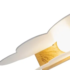 LED tafellamp Wölkchen, wit, hout, 3000 K, dimbaar