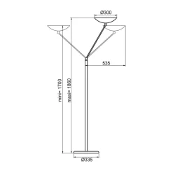 LED uplighter Lib V, in hoogte verstelbaar, zilver