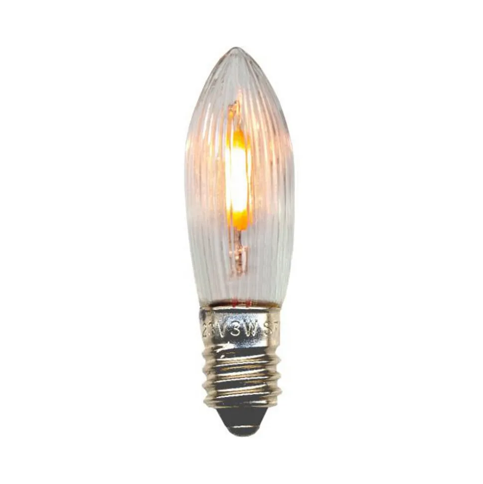 LED vervangingslamp kaars E10 0.5W helder 14-55VAC/DC 7xset