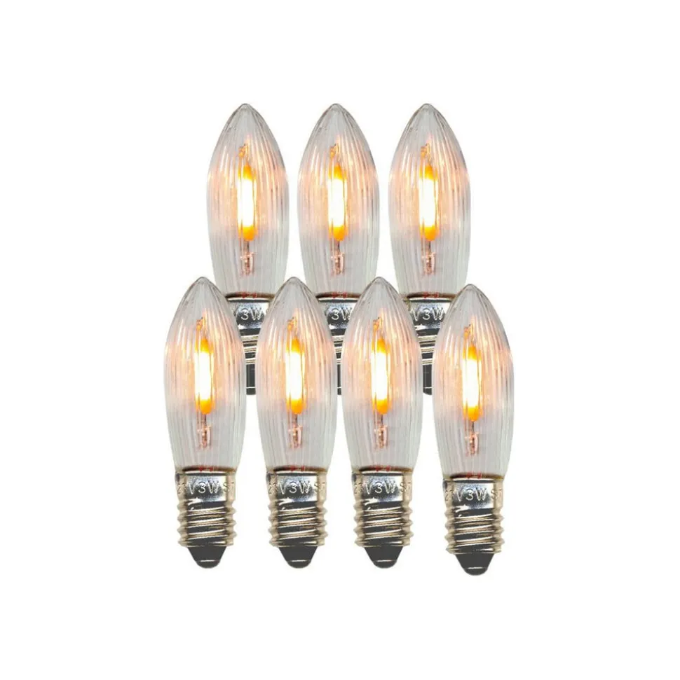 LED vervangingslamp kaars E10 0.5W helder 14-55VAC/DC 7xset