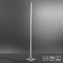 LED vloerlamp Bella, recht, hoekige voet, staal