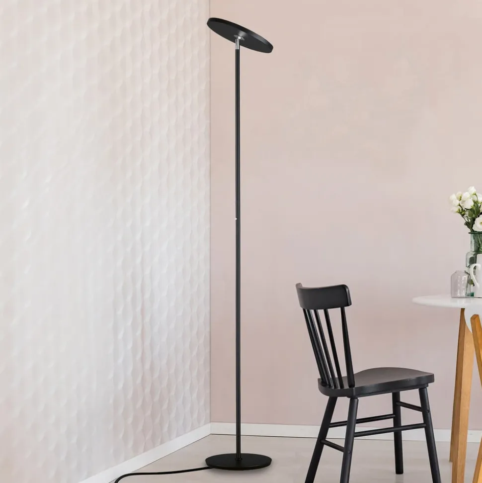 LED vloerlamp Bever, zwart, metaal, CCT, dimbaar, 180 cm