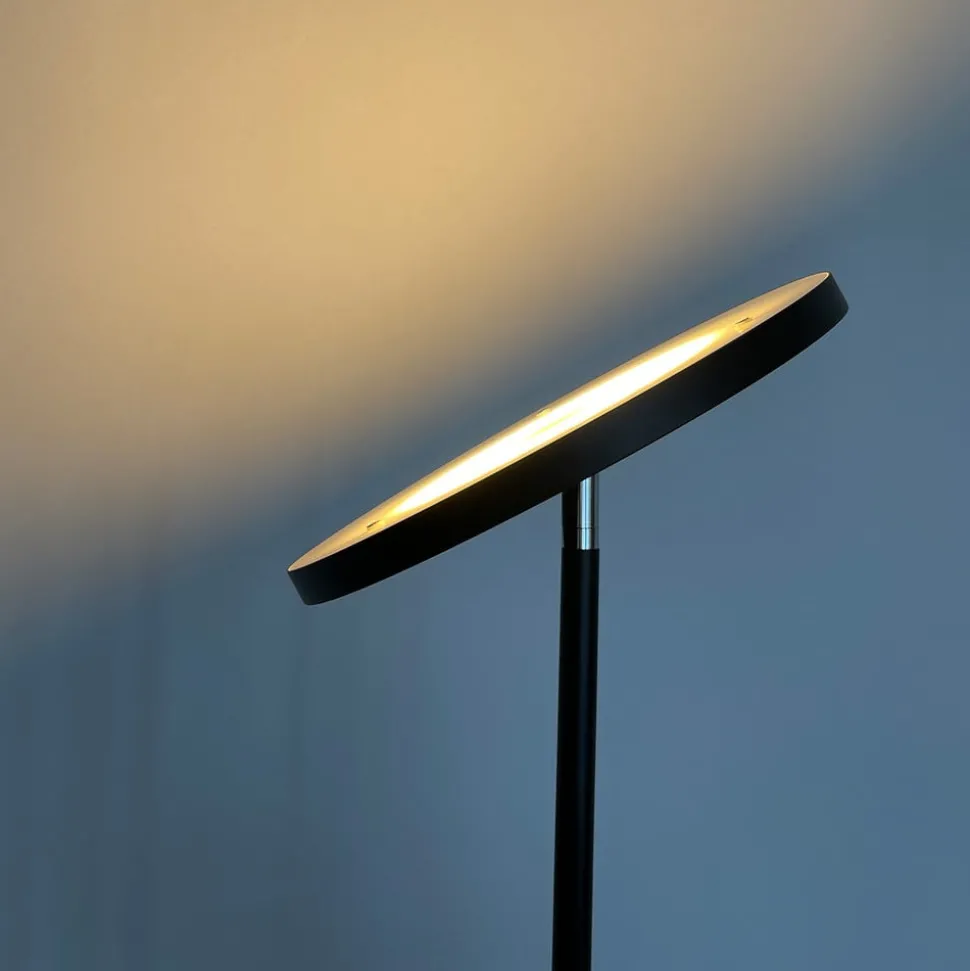 LED vloerlamp Bever, zwart, metaal, CCT, dimbaar, 180 cm