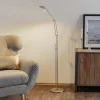LED vloerlamp Carl, nikkelkleurig, verstelbaar, dimbaar