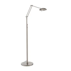 LED vloerlamp Carl, nikkelkleurig, verstelbaar, dimbaar