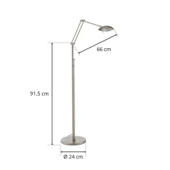 LED vloerlamp Carl, nikkelkleurig, verstelbaar, dimbaar