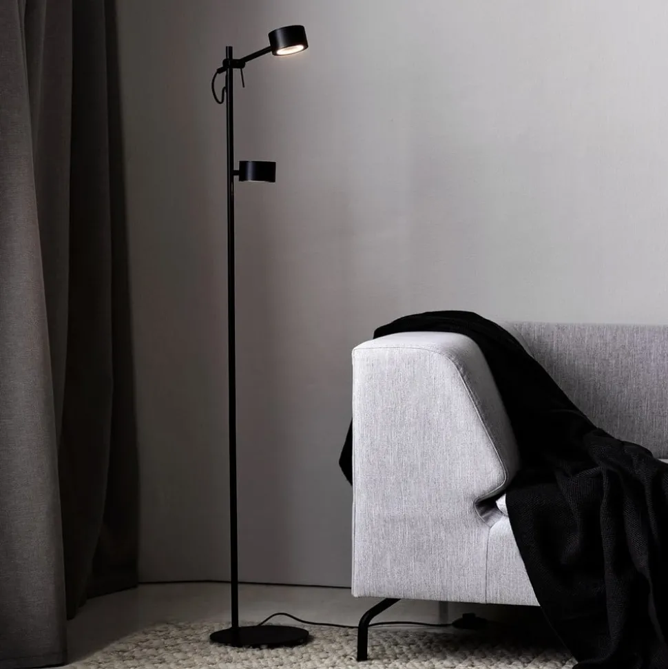 LED vloerlamp Clyde, 2-lamps, met dimmer