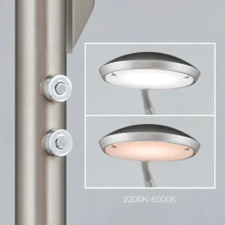 LED vloerlamp Cobra, 2-lamps, nikkel-mat