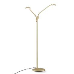 LED vloerlamp Cobra, 2-lamps, messing-mat