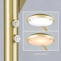 LED vloerlamp Cobra, 2-lamps, messing-mat