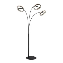 LED vloerlamp Della, hoogte 190 cm, zwart/donkergrijs, 3-lamps.