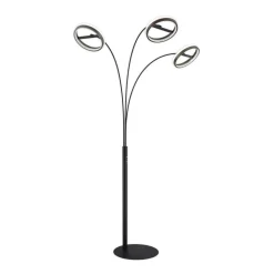 LED vloerlamp Della, hoogte 190 cm, zwart/donkergrijs, 3-lamps.