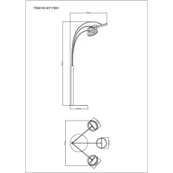 LED vloerlamp Della, hoogte 190 cm, zwart/donkergrijs, 3-lamps.