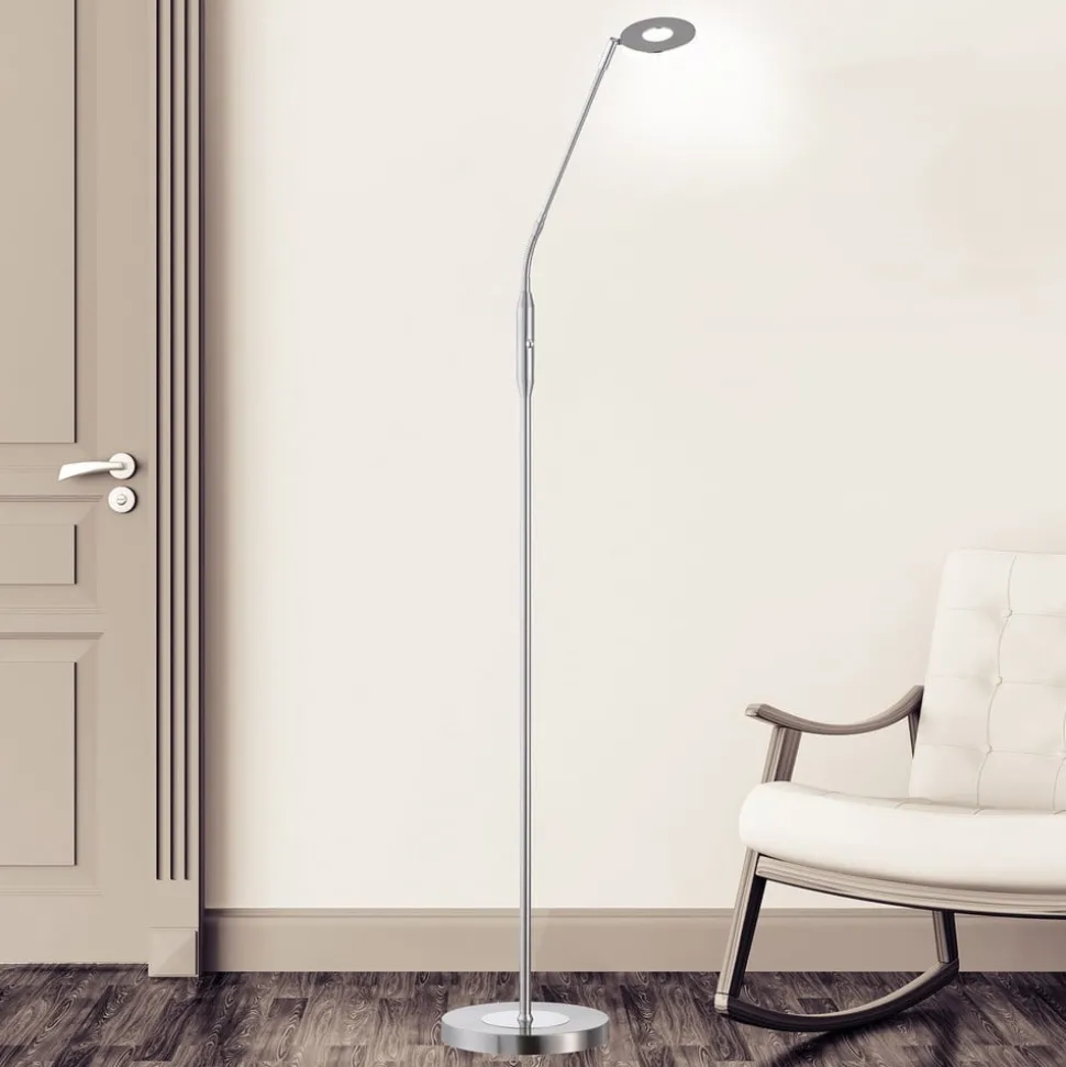 LED vloerlamp Dent, CCT, 1-lamp, nikkel