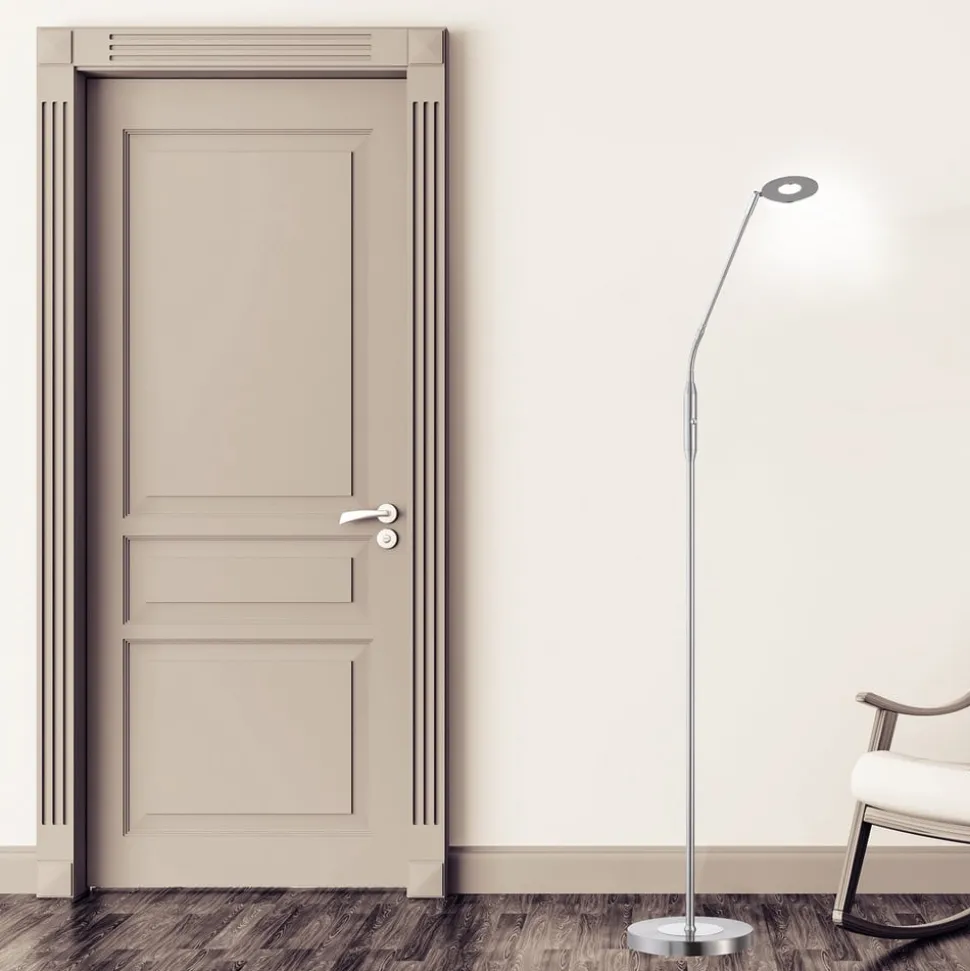 LED vloerlamp Dent, CCT, 1-lamp, nikkel