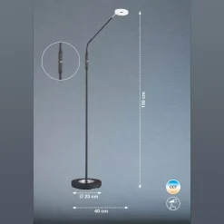 LED vloerlamp Dent, dimbaar, CCT, 1-lamp zwart