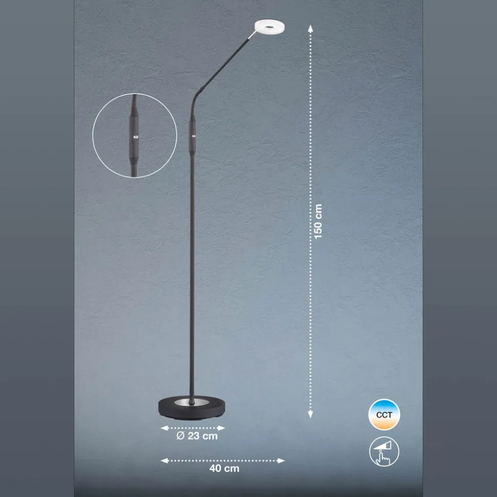 LED vloerlamp Dent, dimbaar, CCT, 1-lamp zwart