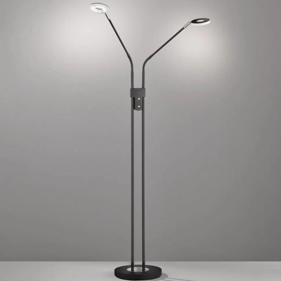 LED vloerlamp Dent, dimbaar, CCT, 2 x 6W zwart