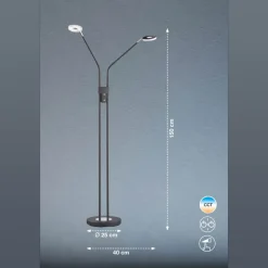 LED vloerlamp Dent, dimbaar, CCT, 2 x 6W zwart