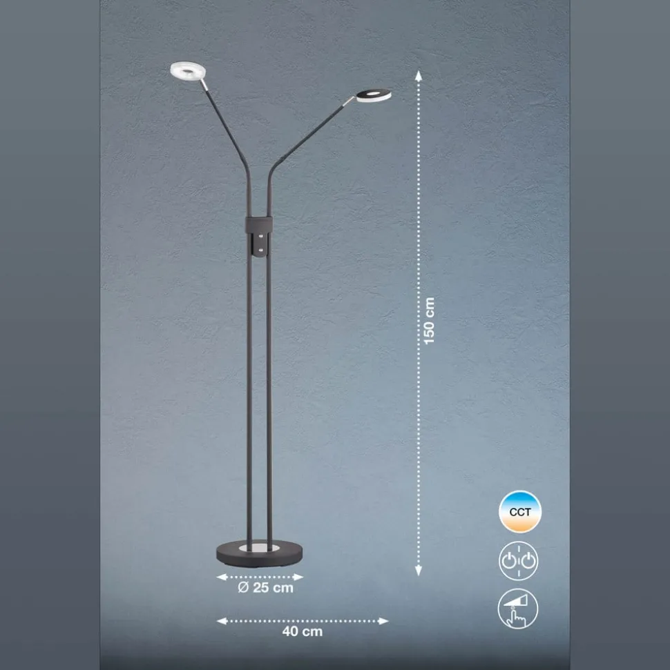 LED vloerlamp Dent, dimbaar, CCT, 2 x 6W zwart