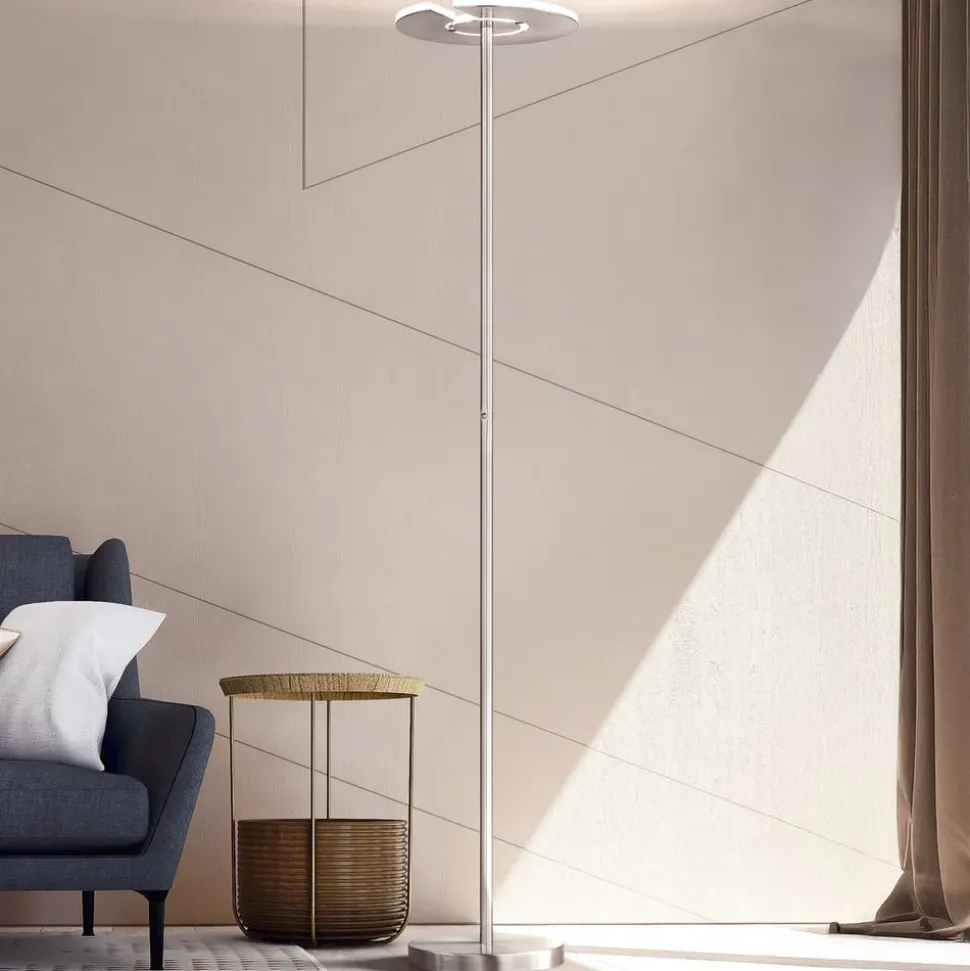 LED vloerlamp Dent, mat nikkel/chroom, 180 cm, CCT, 1-lamp.