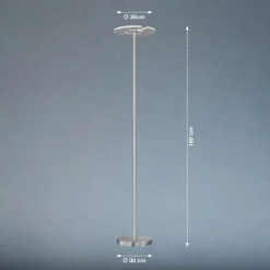 LED vloerlamp Dent, mat nikkel/chroom, 180 cm, CCT, 1-lamp.