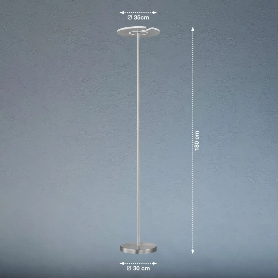 LED vloerlamp Dent, mat nikkel/chroom, 180 cm, CCT, 1-lamp.