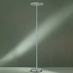 LED vloerlamp Dent, mat nikkel/chroom, 180 cm, CCT, 1-lamp.