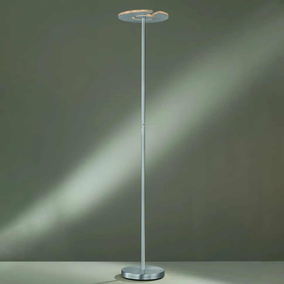 LED vloerlamp Dent, mat nikkel/chroom, 180 cm, CCT, 1-lamp.