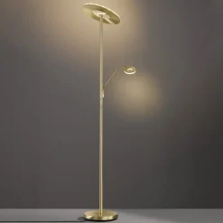 LED vloerlamp Dent, messingkleurig, 180 cm, CCT, 2-lamps