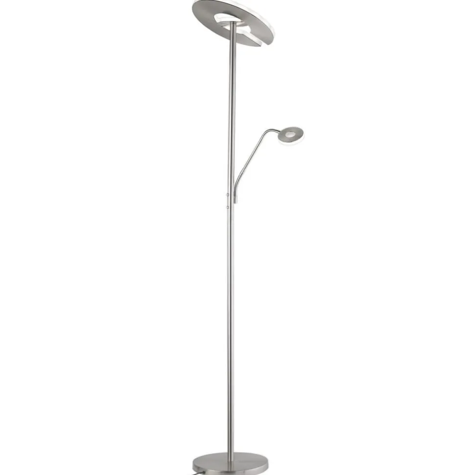 LED vloerlamp Dent, nikkelkleurig, 180 cm, CCT, 2-lamps