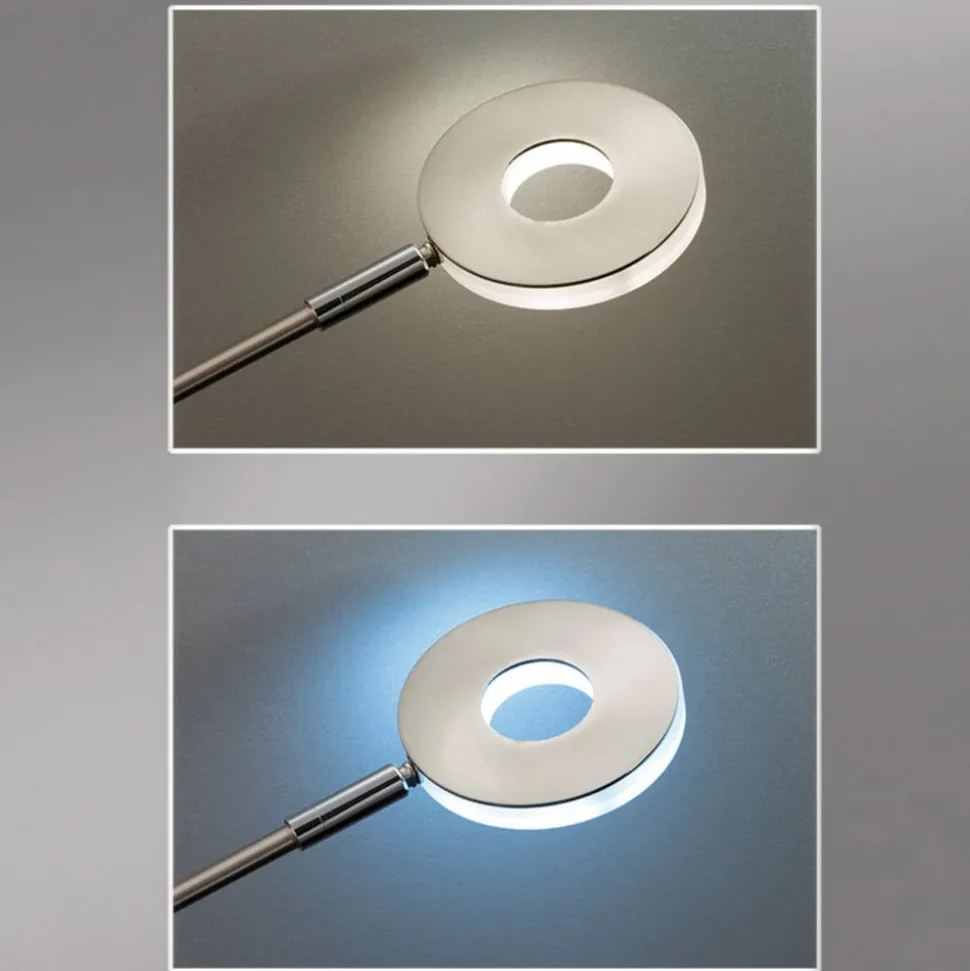 LED vloerlamp Dent, nikkelkleurig, 180 cm, CCT, 2-lamps