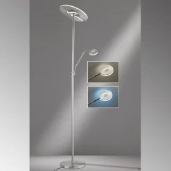 LED vloerlamp Dent, nikkelkleurig, 180 cm, CCT, 2-lamps