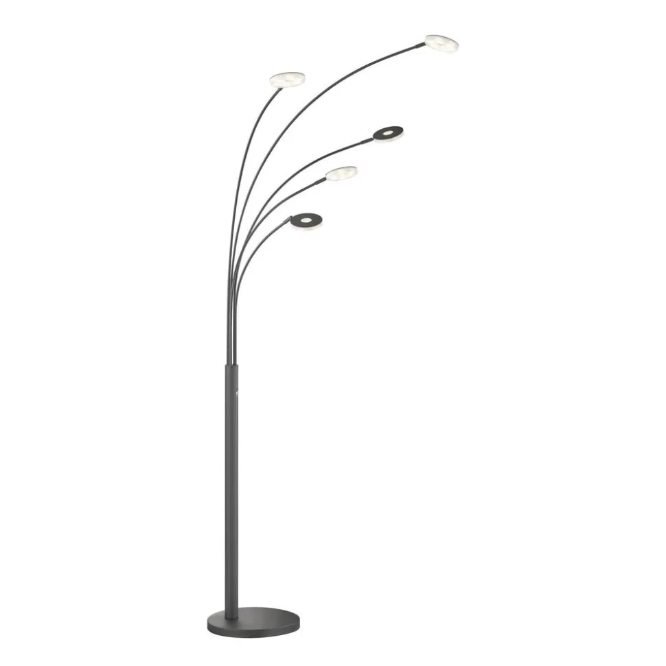 LED vloerlamp Dent, zwart, 225 cm, metaal, CCT, 5-lamps.