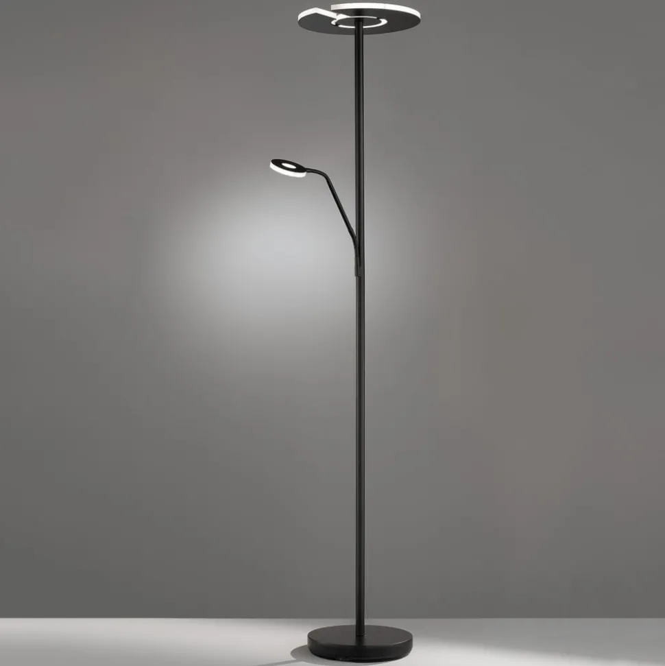 LED vloerlamp Dent, zwart, 180 cm, CCT, 2-lamps