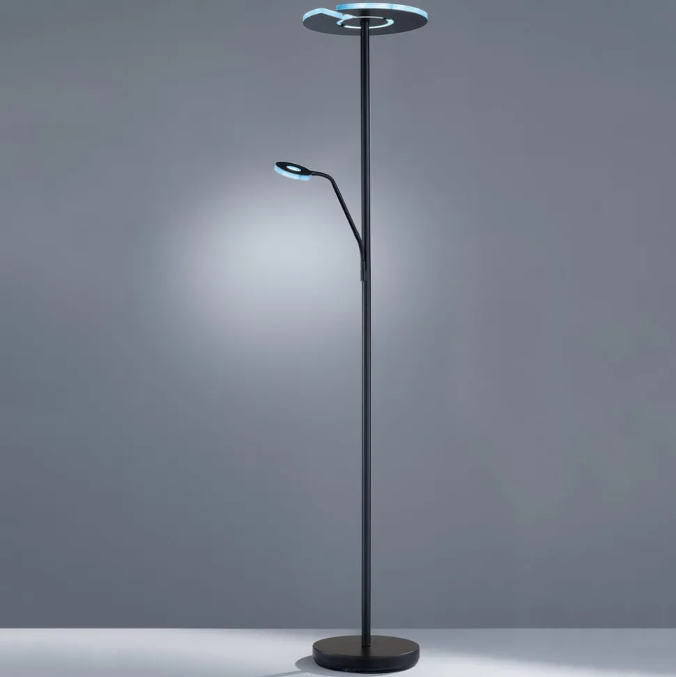 LED vloerlamp Dent, zwart, 180 cm, CCT, 2-lamps