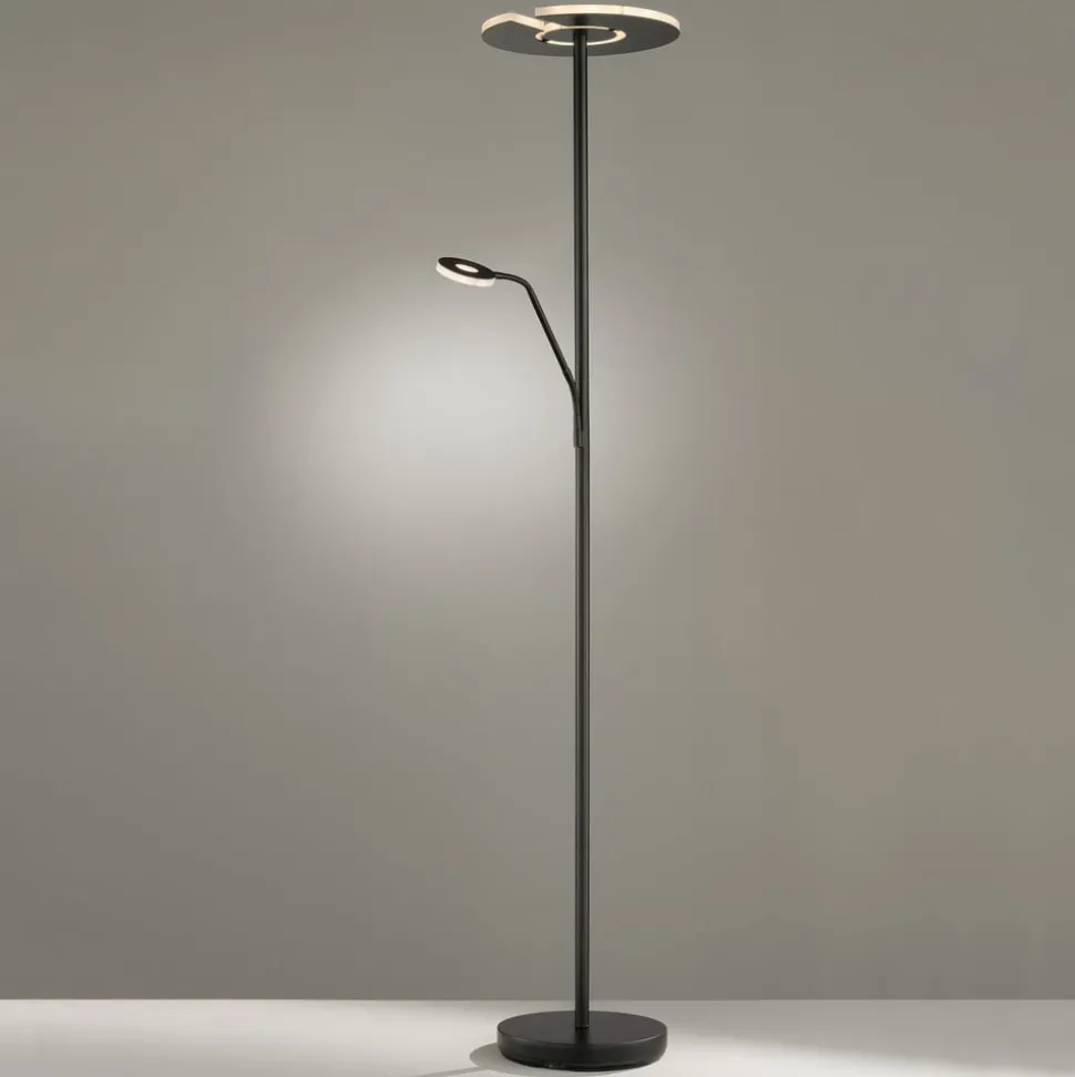 LED vloerlamp Dent, zwart, 180 cm, CCT, 2-lamps