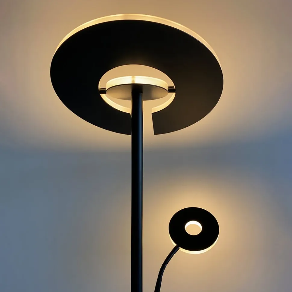 LED vloerlamp Dent, zwart, 180 cm, CCT, 2-lamps