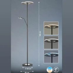 LED vloerlamp Dent, zwart, 180 cm, CCT, 2-lamps