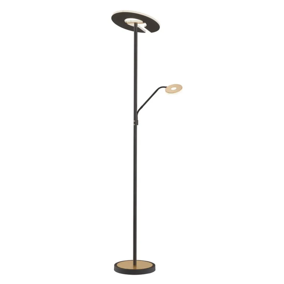 LED vloerlamp Dent, zwart/goud blad, 180 cm, CCT, 2-lamps.