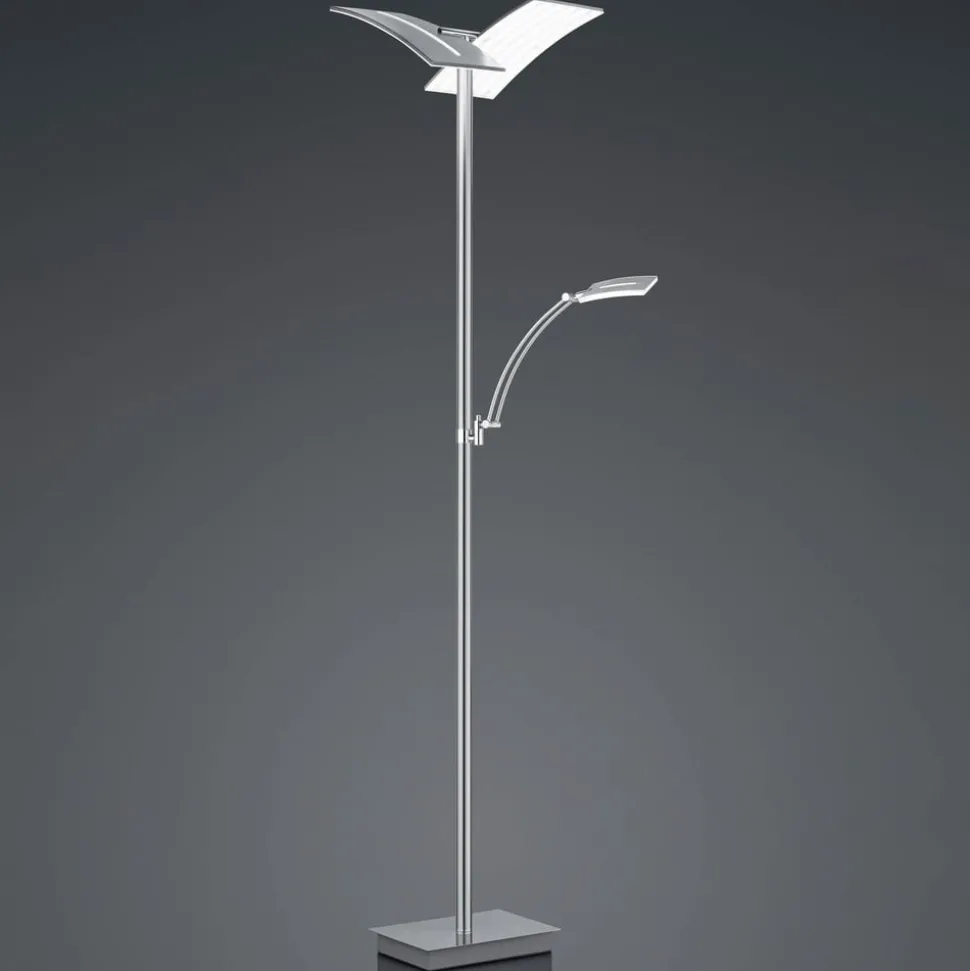 LED vloerlamp Dual met leeslampje, nikkel