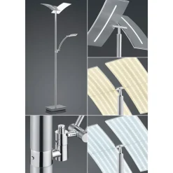 LED vloerlamp Dual met leeslampje, nikkel