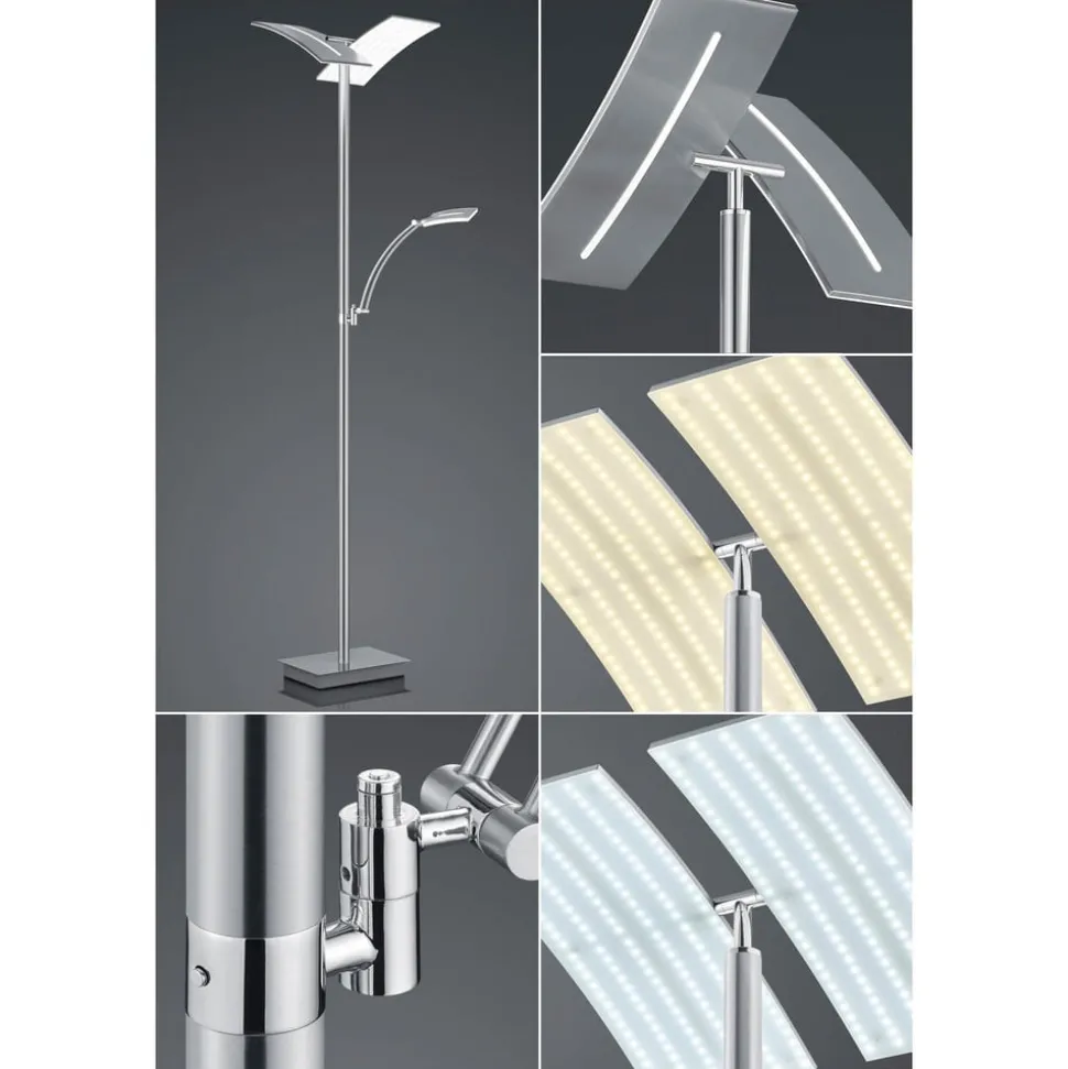 LED vloerlamp Dual met leeslampje, nikkel