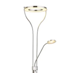 LED vloerlamp Ebro, hoogte 194 cm, nikkelkleurig, 2-lamps.