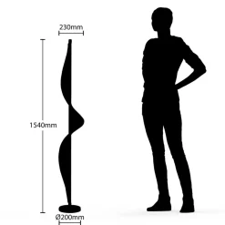 LED vloerlamp Edano, 154 cm, wit, textiel, dimbaar