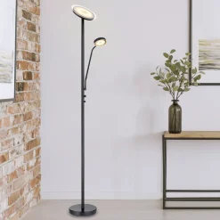 LED vloerlamp Ernst met flexibele arm, zwart