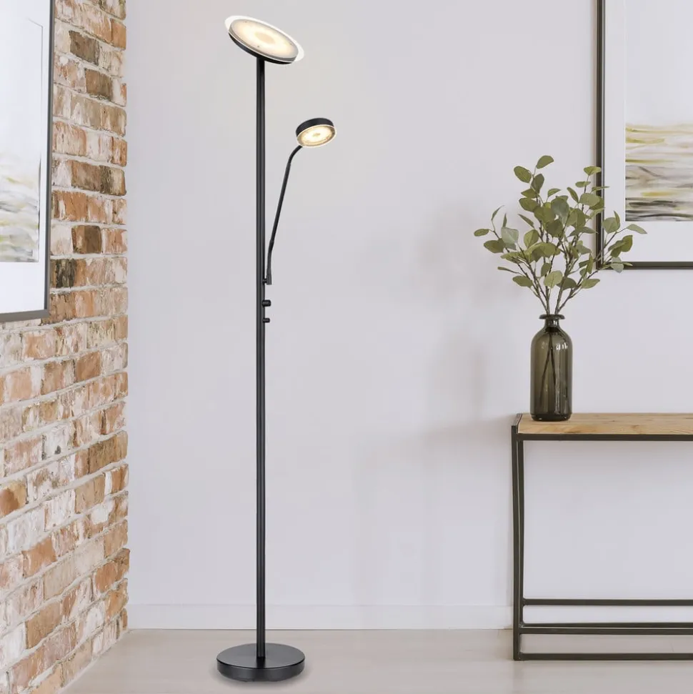 LED vloerlamp Ernst met flexibele arm, zwart