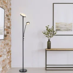 LED vloerlamp Ernst met flexibele arm, zwart